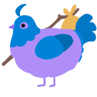 A lilac and sapphire chicken with a head pattern