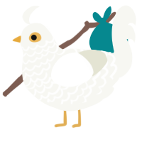 A white chicken with a lace pattern
