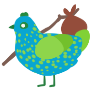 A cerulean and grass chicken with a speckle pattern