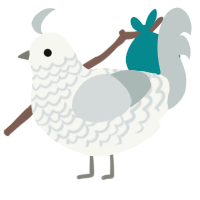 A white and silver chicken with a lace pattern