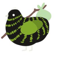 A sable and chartreuse chicken with a bar pattern