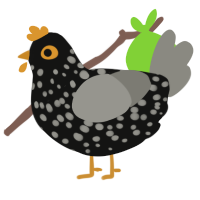 A black and ash chicken with a speckle pattern