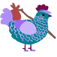 Fun Wine Aunt, a sea and lilac chicken with a lace pattern