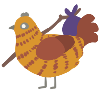 A orange and russet chicken with a bar pattern