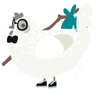 A white chicken with a half-lace pattern