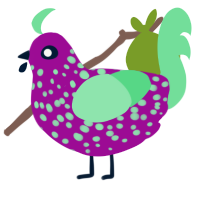 A plum and spring chicken with a speckle pattern