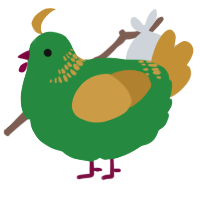 A viridian and gold chicken with a neck-band pattern