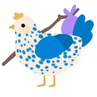 A cream and sapphire chicken with a speckle pattern