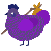 A overcast and violet chicken with a lace pattern