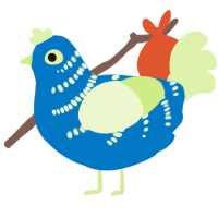 A sapphire and apple chicken with a half-bar pattern