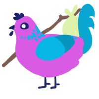 A orchid and cerulean chicken with a neck-speckle pattern