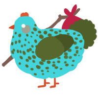 A aqua and olive chicken with a speckle pattern