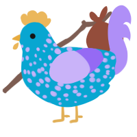 A cerulean and lilac chicken with a speckle pattern