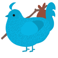 A cerulean chicken with a double-lace pattern