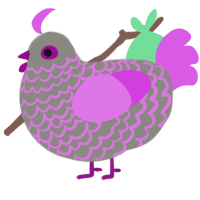 Faolan, a ash and orchid chicken with a lace pattern