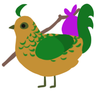 A gold and leaf chicken with a half-lace pattern