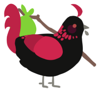 jam on burnt toast, a black and crimson chicken with a neck-speckle pattern