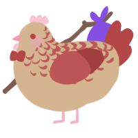 Hazelnut, a beige and red chicken with a half-lace pattern