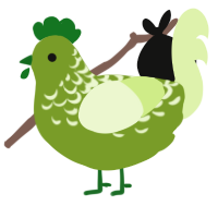 salad greens, a chartreuse and apple chicken with a half-lace pattern