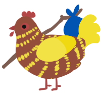 Honeycomb, a russet and yellow chicken with a bar pattern
