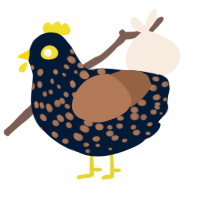 A tumblr and brown chicken with a speckle pattern