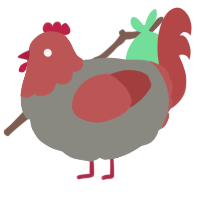 A ash and red chicken with a head pattern