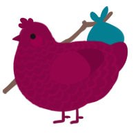A maroon chicken with a lace pattern