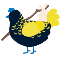 A tumblr and yellow chicken with a half-lace pattern