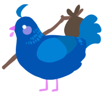 A ultramarine and sapphire chicken with a neck-band pattern