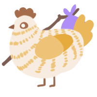 A cream and honey chicken with a bar pattern