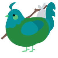A viridian and teal chicken with a head pattern