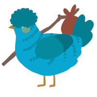 A cerulean and sea chicken with a half-bar pattern