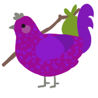 A plum and violet chicken with a speckle pattern