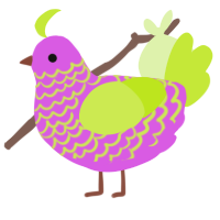 A orchid and lime chicken with a lace pattern