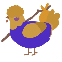 A indigo and gold chicken with a head pattern