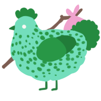 A mint and viridian chicken with a speckle pattern
