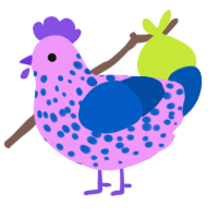 A lavender and ultramarine chicken with a speckle pattern