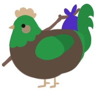 A bark and viridian chicken with a head pattern