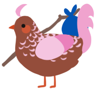 A russet and pink chicken with a half-lace pattern