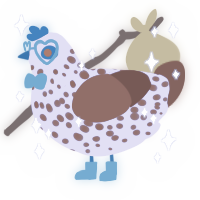 A lilac and russet chicken with a speckle pattern