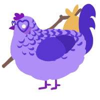 A lilac and indigo chicken with a half-lace pattern