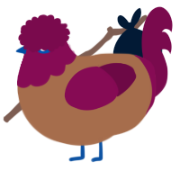 A brown and wine chicken with a head pattern