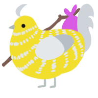 A yellow and mist chicken with a bar pattern