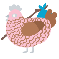 A rose and brown chicken with a lace pattern