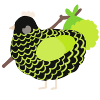 A black and lime chicken with a lace pattern
