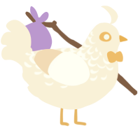 A cream chicken with a half-lace pattern