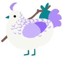 diana, a white and lilac chicken with a half-lace pattern