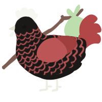 A sable and red chicken with a lace pattern