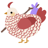 A cream and red chicken with a lace pattern