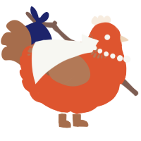 A vermilion and brown chicken with a neck-band pattern